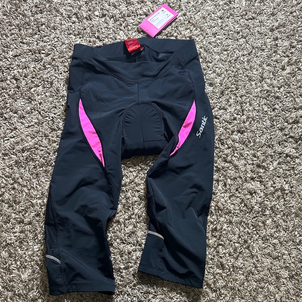Santic Black and Pink Women’s 3/4 Cycling Pants Size L